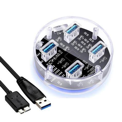 Acinkeety Transparent USB Hub 4-Port USB Power Adapter Dock with Port ...
