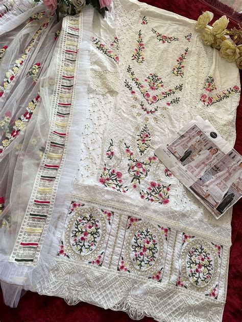 MEHBOOB TEX DESIGN NO - 1371 AB COTTON CHIKANKARI EMBROIDERED SALWAR ...