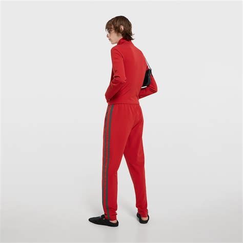 Pantalones deportivos de nylon elástico con tribanda Web en rojo ...