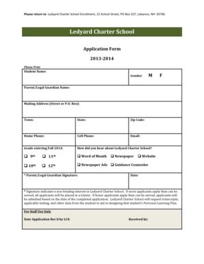 Fillable Online Application Packet (PDF) - Ledyard Charter School Fax ...