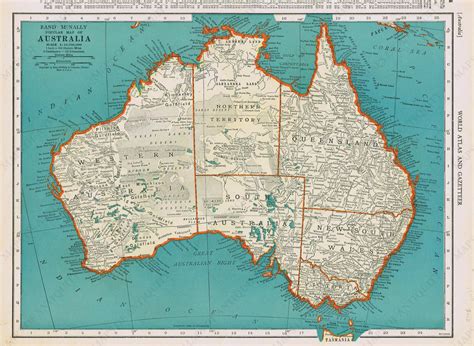 1940 Genuine Antique Map Popular Map of Australia – Maps of Antiquity - map of australia vintage