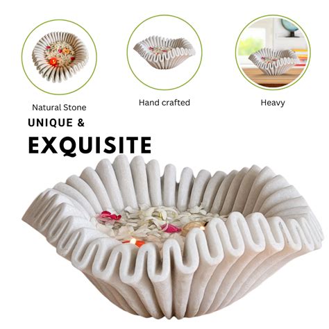 Watch RM Marble Ruffle Bowl - Fluted White Ruffled Marble Bowl on ...