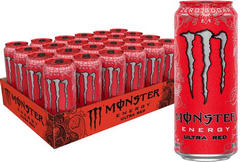 (24 Cans) Monster Ultra Red, Sugar Free Energy Drink, 16 fl oz ...
