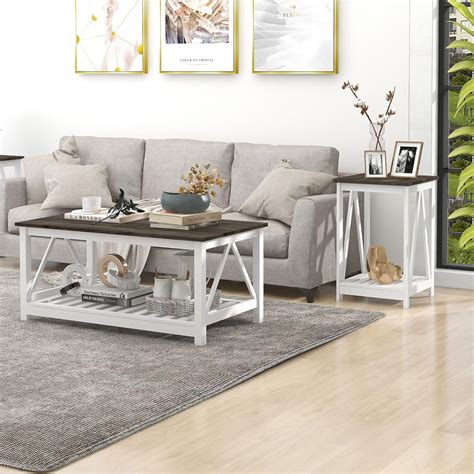 Amazon.com: UYIHOME Farmhouse Coffee Table and End Table Set for Living ...