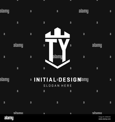 TY monogram logo initial with crown and shield guard shape style vector ...