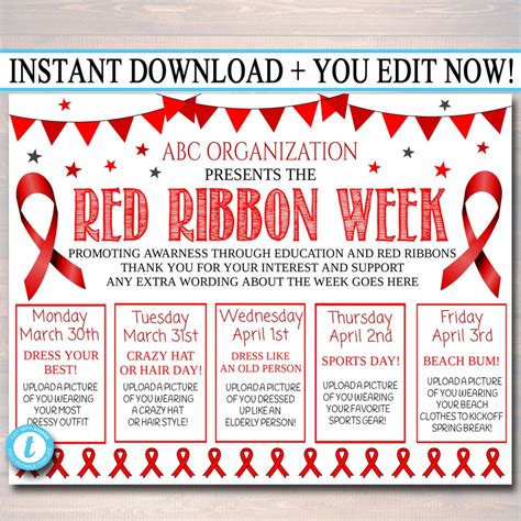 Printable Red Ribbon Week Activities - prntbl.concejomunicipaldechinu ...