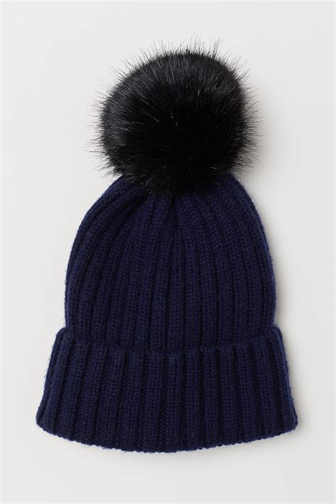 Rib-knit hat - Dark blue - Ladies | H&M IN