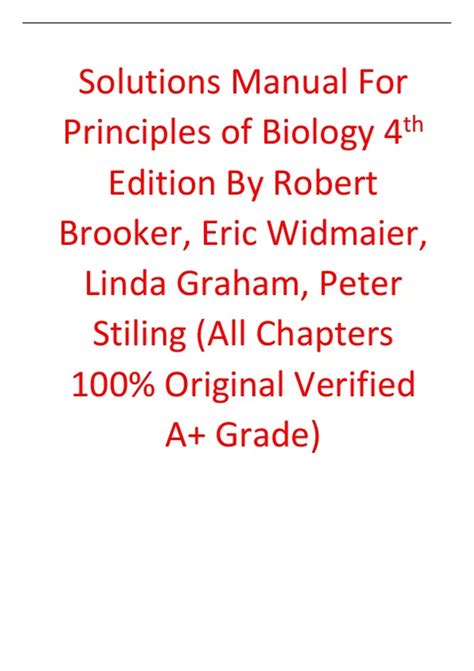 Principles of Biology 4th Edition By Robert Brooker, Eric Widmaier ...