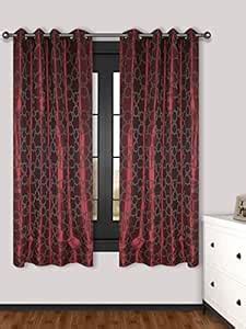 Buy S9home 2 Piece Polyester Window Curtains with Brass Eyelets - Red ...
