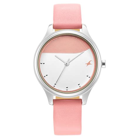 Buy Online Fastrack Stunners Quartz Analog Pink Dial Leather Strap ...