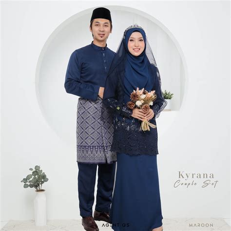 𝐁𝐀𝐉𝐔 𝐊𝐔𝐑𝐔𝐍𝐆 𝐌𝐎𝐃𝐄𝐍 | Kurung Kyrana Navy Blue | Set Nikah Tunang | Baju ...
