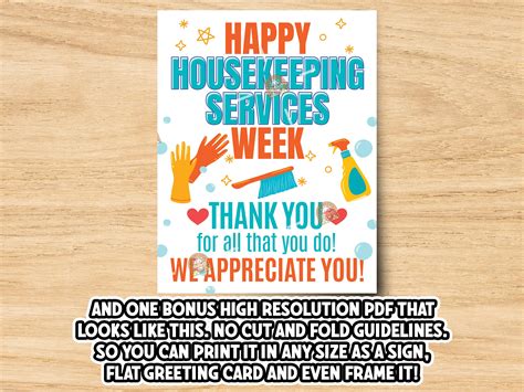 Housekeeping Week Card Printable, Housekeeping Appreciation Week Gift ...