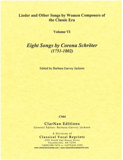 Lieder and Other Songs … of the Classic Era, Vol. 6, 8 songs ...