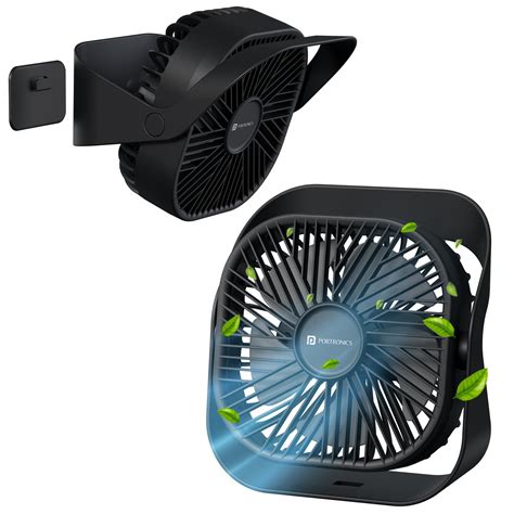 Portronics CoolCube Mini, 2-in-1 Desktop & Wall Fan, 2000mAh Battery ...