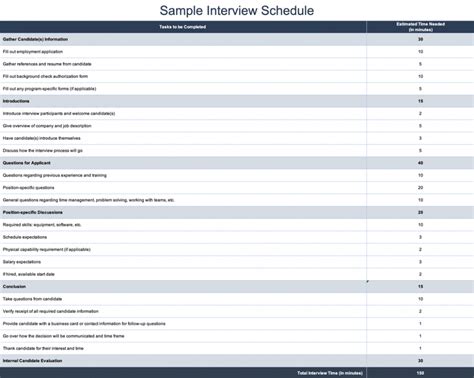 Sample Interview Schedule Template 的图像结果