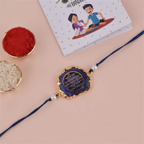 Buy Symbolic Agate Stone Gayatri Mantra Rakhi in India at Best Price ...