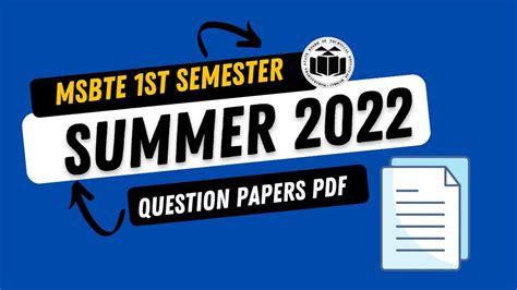 MSBTE 1st Semester All Branch Subject Summer 2022 Question Paper Pdf ...