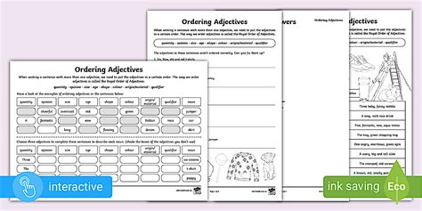 Order of Adjectives Exercises | Primary Resources