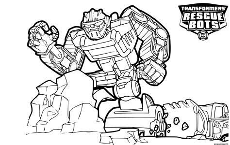 Coloriage Transformers Rescue Bots Boulder Line Drawing - JeColorie.com