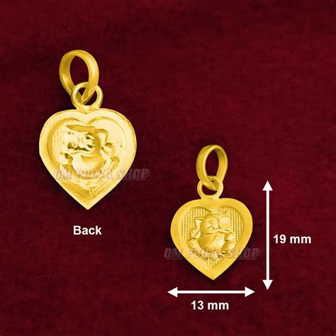 One Side Ganpati Heart Shape Pendant in Pure Silver & Pure Gold