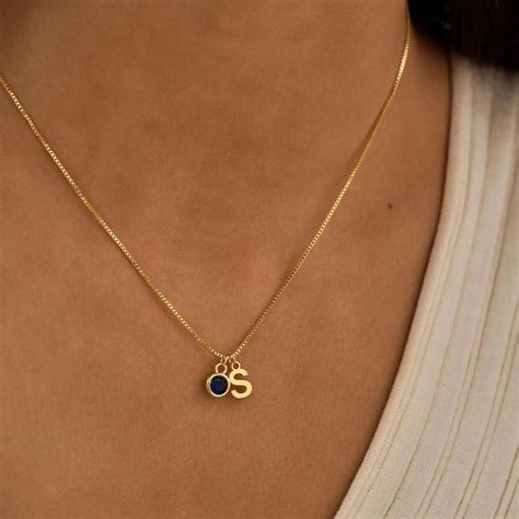 Personalized Birthstone Initial Necklace – Artsy Store