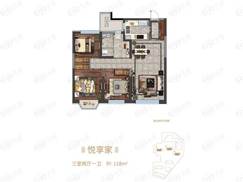 沈阳旭辉璟宸府95㎡户型户型图_首付金额_3室2厅2卫_95.0平米 - 吉屋网