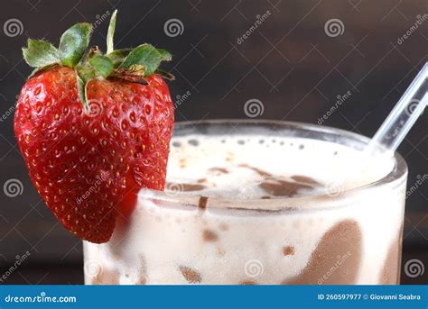 Milk Drink with Chocolate and Decorated with Fruits, Cold Drink Like ...