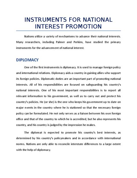Instruments FOR National Interest Promotion - International Politics ...