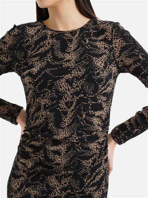 Printed Ruched Midi Dress – KAZO