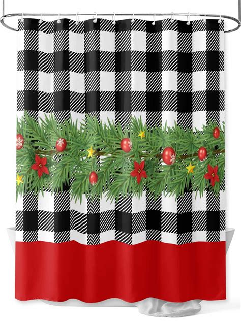 Christmas Shower Curtain Set ，Waterproof Fabric Shower Curtains Winter ...