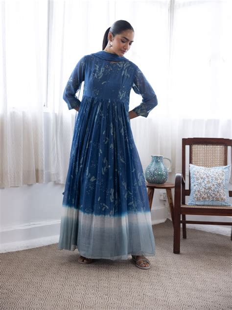 Buy - Tuscany printed and thread work kurta set | Elan Store