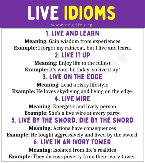 Live Idioms (With Meaning and Examples) - EngDic