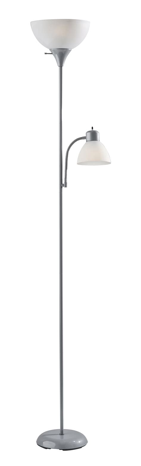Mainstays 72'' Combo Floor Lamp, Adjustable Reading Lamp, Silver ...