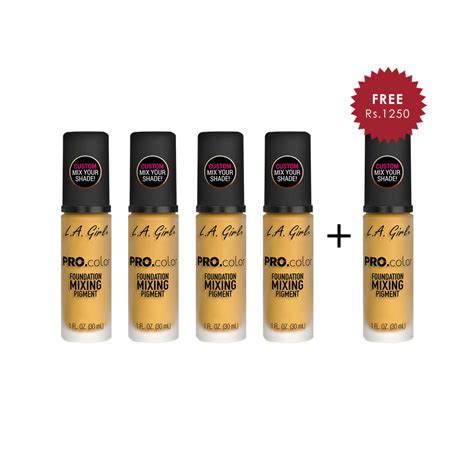 L.A Girl Pro Colour Foundation Mixing Pigment -Yellow 4pc Set + 1 Full ...