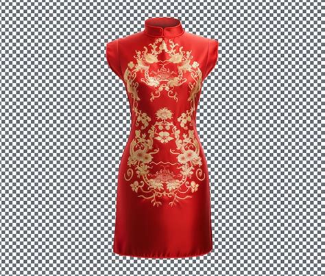 Beautiful traditional red cheongsam isolated on transparent background ...