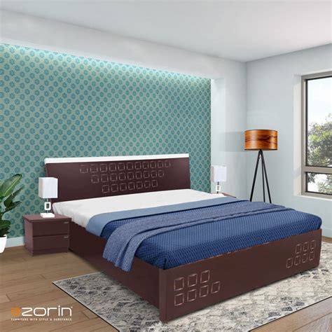 Aloe King bed in Walnut Finish | Best Online Furniture at Zorin