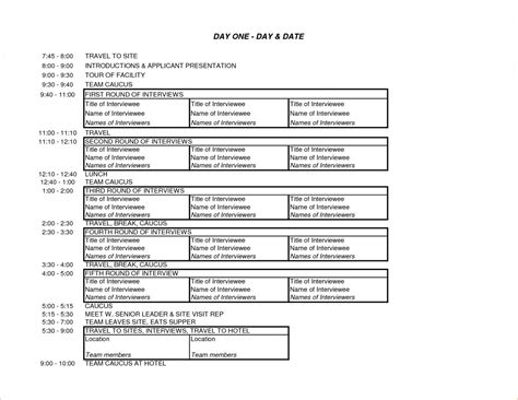 Weekly Interview Schedule Template 的图像结果