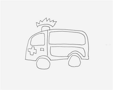 卡通救护车简笔画画法图片步骤🎬小小画家