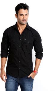 RODID Men Solid Casual Black Shirt - Buy Jet Black RODID Men Solid ...