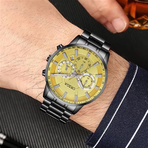 COMET Analog Men's Yellow Dial Black Watch – ORSGA