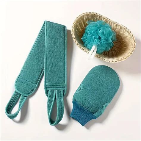 TUPERMAR 3 Pcs Loofah Set Bathing Exfoliating Set Back Scrubber loofah ...
