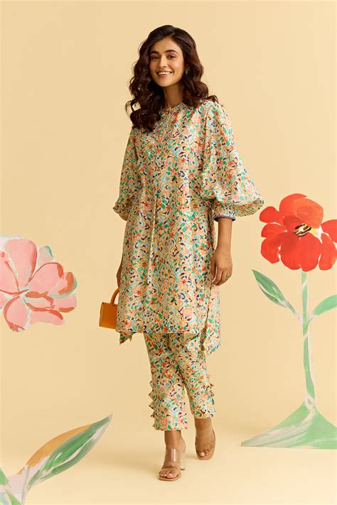 Ikkat Printed Chanderi Kurta Set – Ridhi Mehra