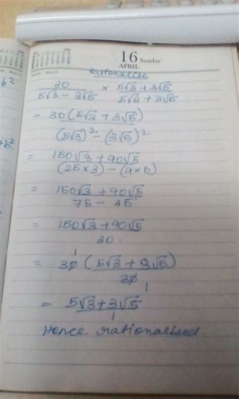 Rationalise this 30/5√3-3√5= - Brainly.in