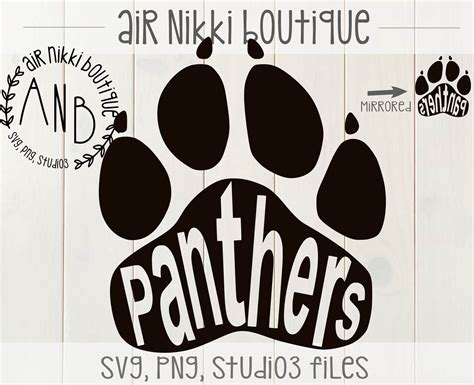 Panthers paw print svg png dxf studio3 mirrored png files instant ...