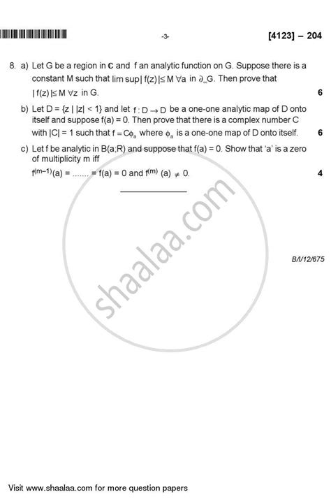 Complex Analysis 2011-2012 MA Mathematics Semester 2 question paper ...
