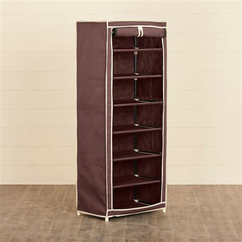 Buy Helios Footon Fabric 8 Pairs Collapsible Shoe Rack - Brown from ...