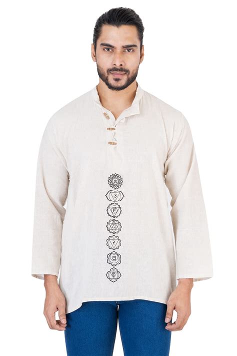 Buy Dwadash Men's Regular Fit Chakras Printed Handloom Khadi Cotton ...