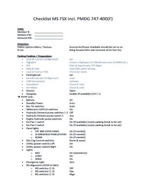 IVAO PMDG 747-400 Flight Checklist - Blank Fillable Template | Fill Out ...
