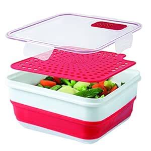 Buy Red/White - 2 Pack : Expandable On the Go Microwavable Containers 2 ...
