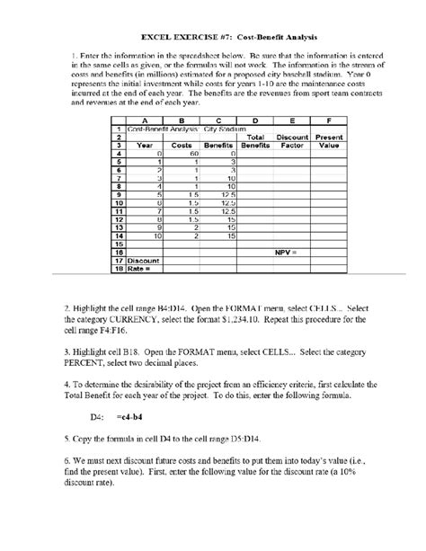 EXCEL EXERCISE: City Stadium Cost-Benefit Analysis - Studocu